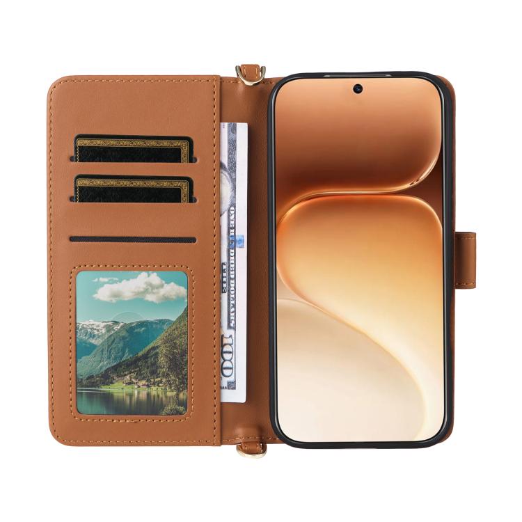 For Honor 600 / 600 Pro Global Multifunctional 6-Card Slots Leather Phone Case with Wrist Strap
