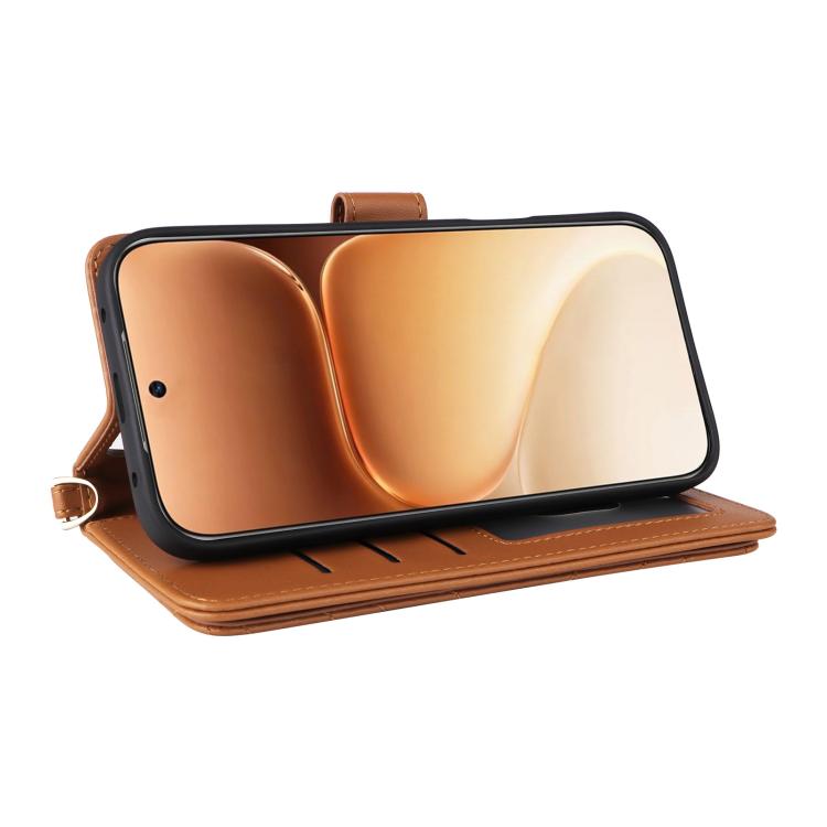 For Honor 600 / 600 Pro Global Multifunctional 6-Card Slots Leather Phone Case with Wrist Strap