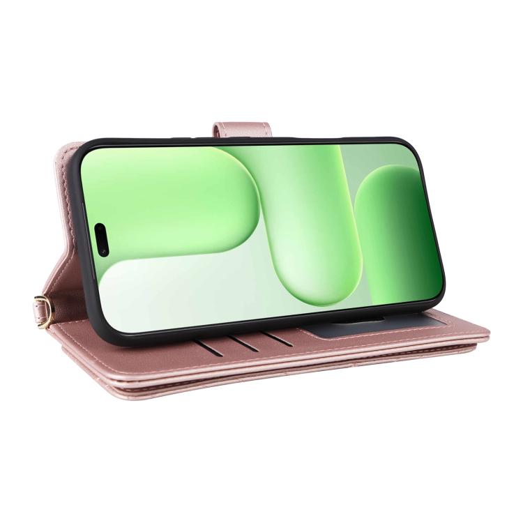 For Honor 600 Lite Global Multifunctional 6-Card Slots Leather Phone Case with Wrist Strap