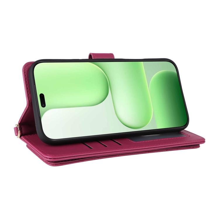 For Honor 600 Lite Global Multifunctional 6-Card Slots Leather Phone Case with Wrist Strap