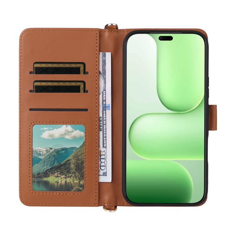 For Honor 600 Lite Global Multifunctional 6-Card Slots Leather Phone Case with Wrist Strap