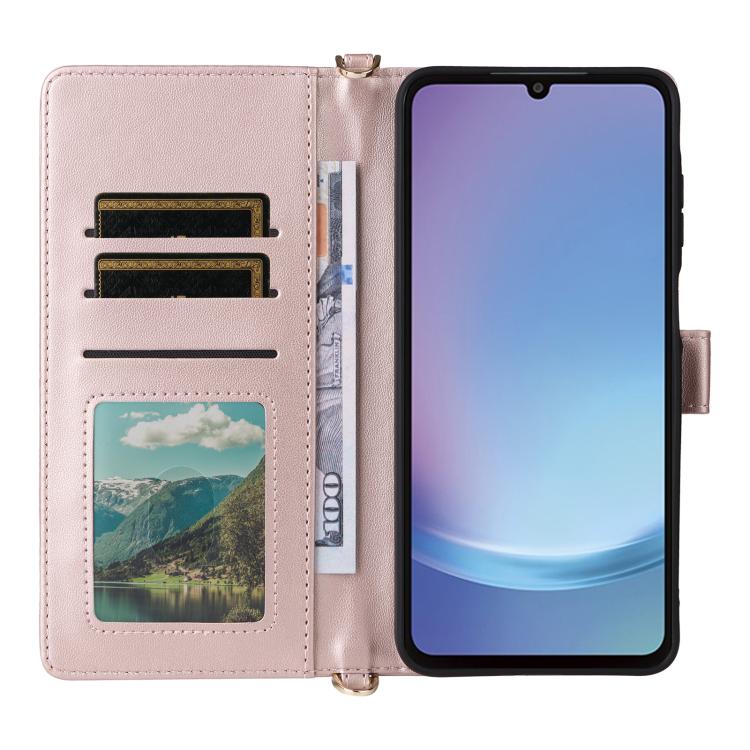 For Samsung Galaxy A25 5G JP Multifunctional 6-Card Slots Leather Phone Case with Wrist Strap