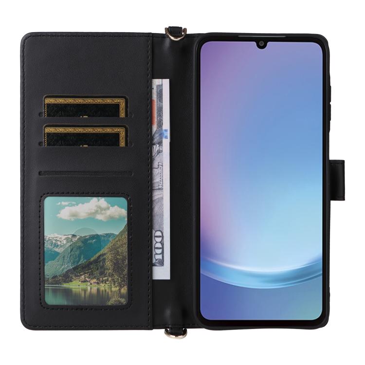 For Samsung Galaxy A25 5G JP Multifunctional 6-Card Slots Leather Phone Case with Wrist Strap