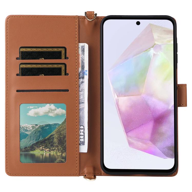 For Samsung Galaxy A17 5G Multifunctional 6-Card Slots Leather Phone Case with Wrist Strap