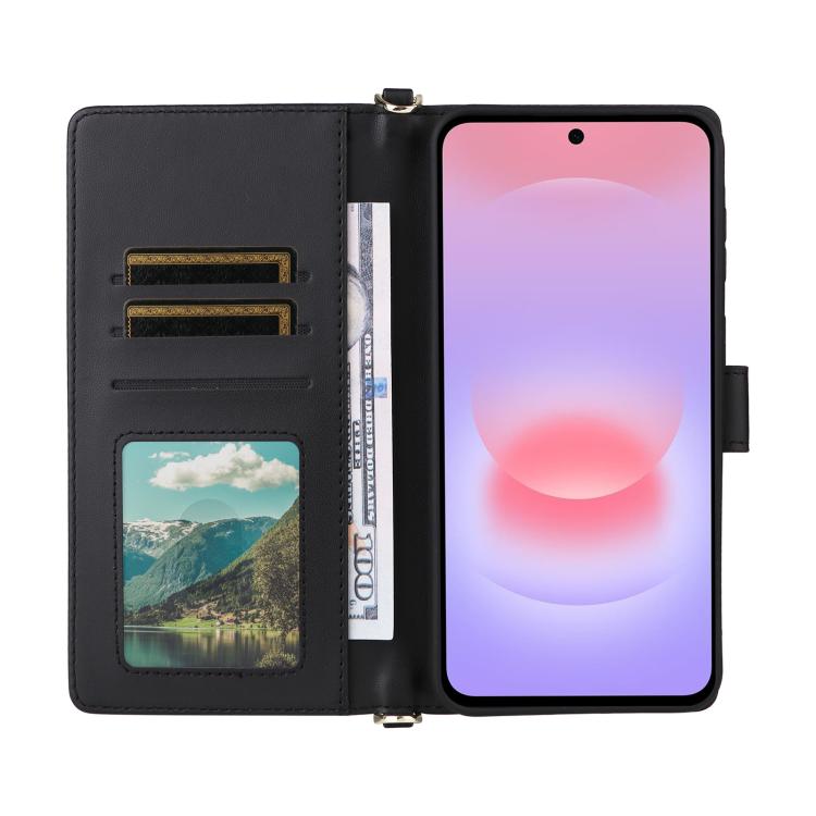 For Samsung Galaxy A37 5G Multifunctional 6-Card Slots Leather Phone Case with Wrist Strap