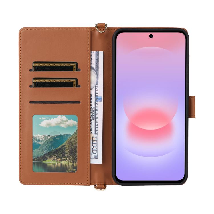 For Samsung Galaxy A37 5G Multifunctional 6-Card Slots Leather Phone Case with Wrist Strap