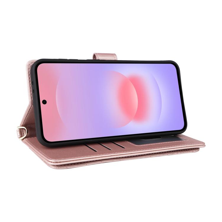 For Samsung Galaxy A57 5G Multifunctional 6-Card Slots Leather Phone Case with Wrist Strap