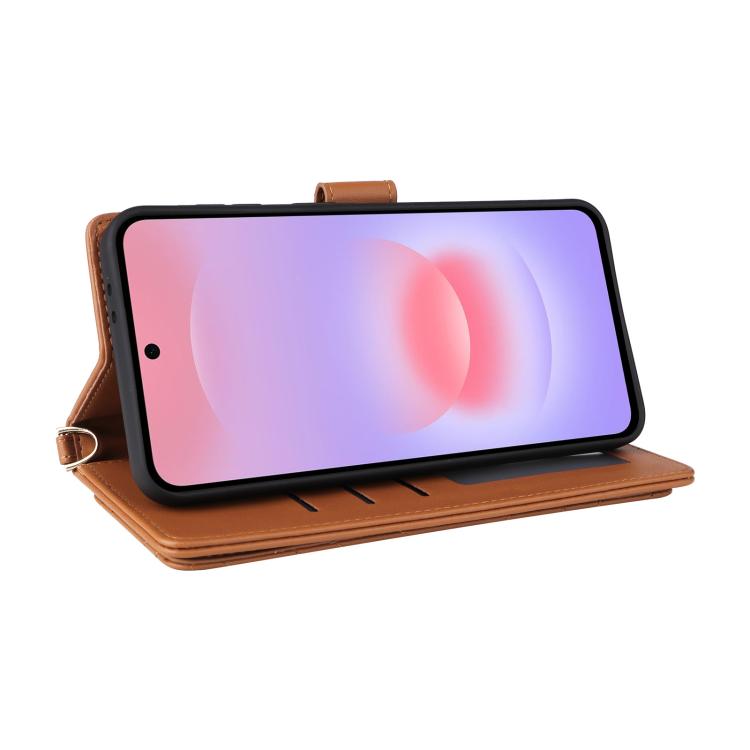 For Samsung Galaxy A57 5G Multifunctional 6-Card Slots Leather Phone Case with Wrist Strap