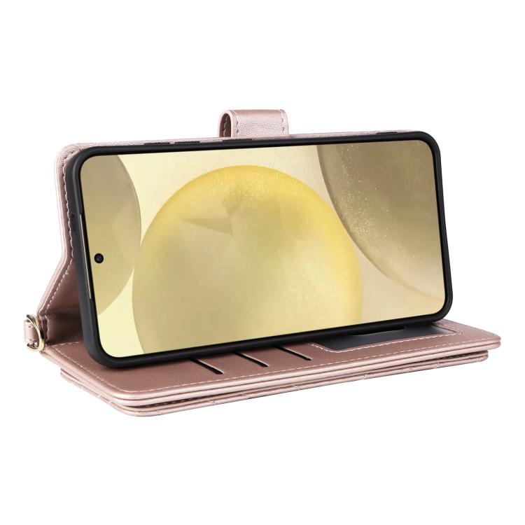 For Samsung Galaxy S25 5G Multifunctional 6-Card Slots Leather Phone Case with Wrist Strap