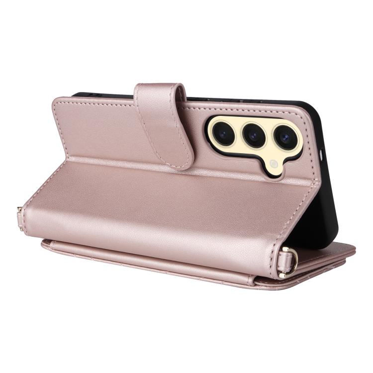 For Samsung Galaxy S25 5G Multifunctional 6-Card Slots Leather Phone Case with Wrist Strap