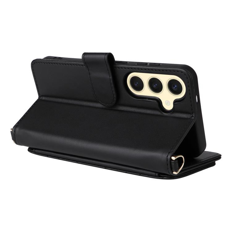 For Samsung Galaxy S25 5G Multifunctional 6-Card Slots Leather Phone Case with Wrist Strap