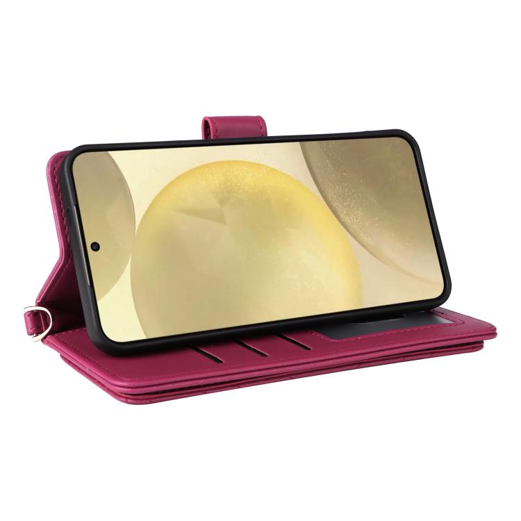 For Samsung Galaxy S25 5G Multifunctional 6-Card Slots Leather Phone Case with Wrist Strap