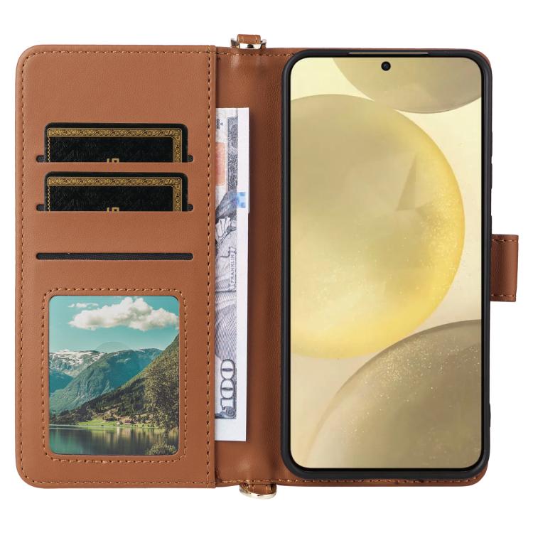 For Samsung Galaxy S25 5G Multifunctional 6-Card Slots Leather Phone Case with Wrist Strap