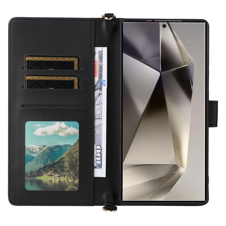 For Samsung Galaxy S25 Ultra 5G Multifunctional 6-Card Slots Leather Phone Case with Wrist Strap