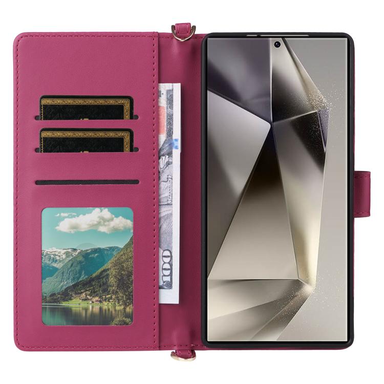 For Samsung Galaxy S25 Ultra 5G Multifunctional 6-Card Slots Leather Phone Case with Wrist Strap
