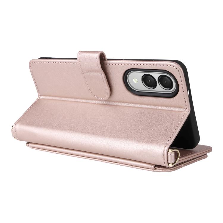 For Samsung Galaxy S25 Edge 5G Multifunctional 6-Card Slots Leather Phone Case with Wrist Strap