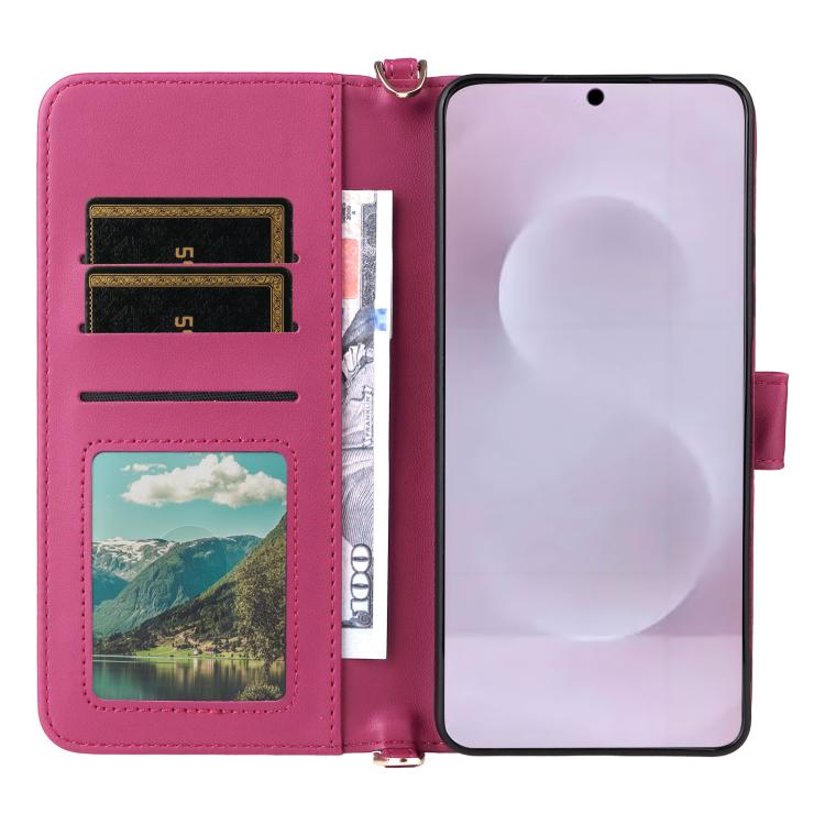 For Samsung Galaxy S25 Edge 5G Multifunctional 6-Card Slots Leather Phone Case with Wrist Strap