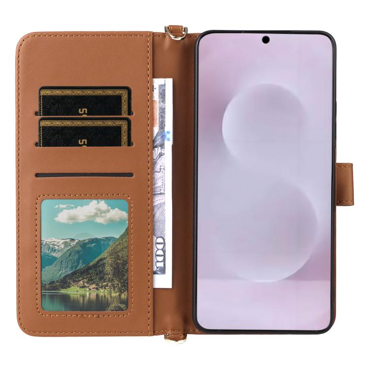 For Samsung Galaxy S25 Edge 5G Multifunctional 6-Card Slots Leather Phone Case with Wrist Strap