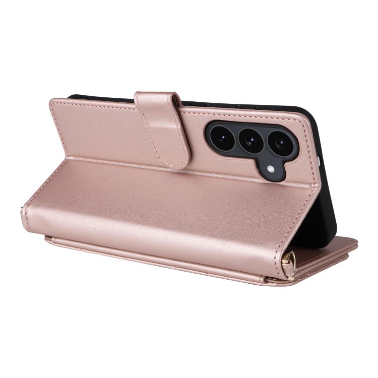 For Samsung Galaxy S25 FE 5G Multifunctional 6-Card Slots Leather Phone Case with Wrist Strap