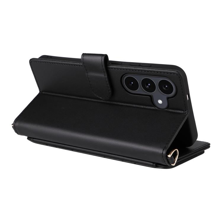 For Samsung Galaxy S25 FE 5G Multifunctional 6-Card Slots Leather Phone Case with Wrist Strap