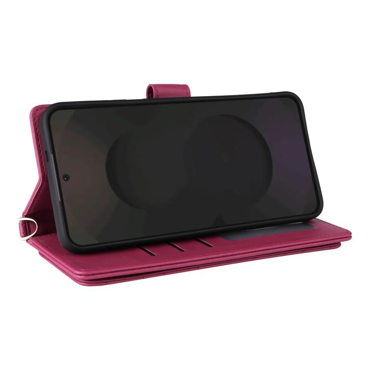 For Samsung Galaxy S25 FE 5G Multifunctional 6-Card Slots Leather Phone Case with Wrist Strap