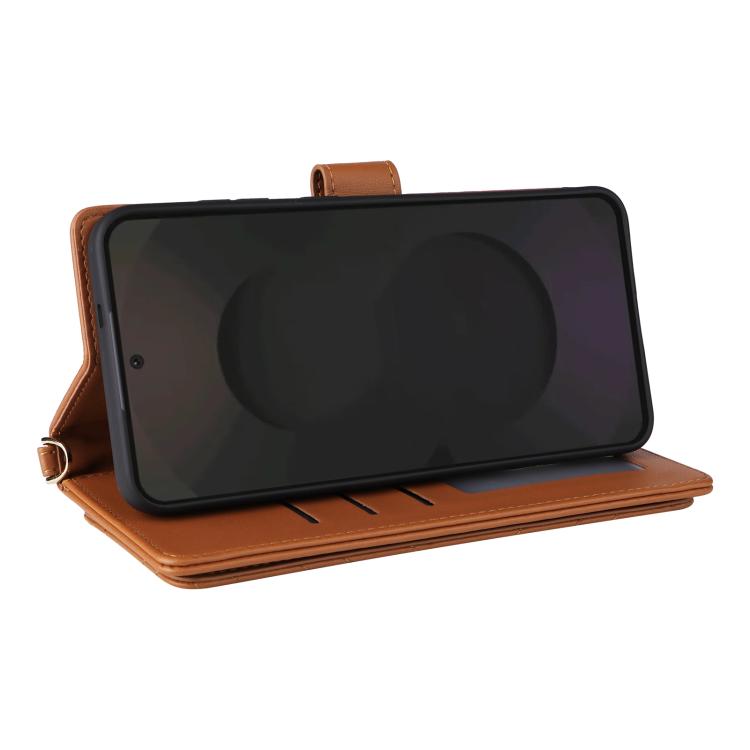 For Samsung Galaxy S25 FE 5G Multifunctional 6-Card Slots Leather Phone Case with Wrist Strap