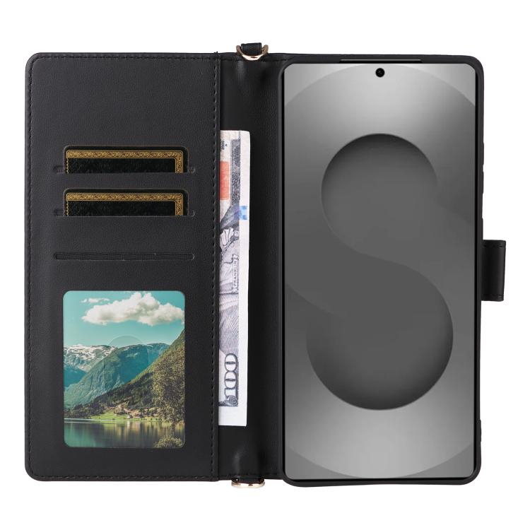 For Samsung Galaxy S26 Ultra 5G Multifunctional 6-Card Slots Leather Phone Case with Wrist Strap
