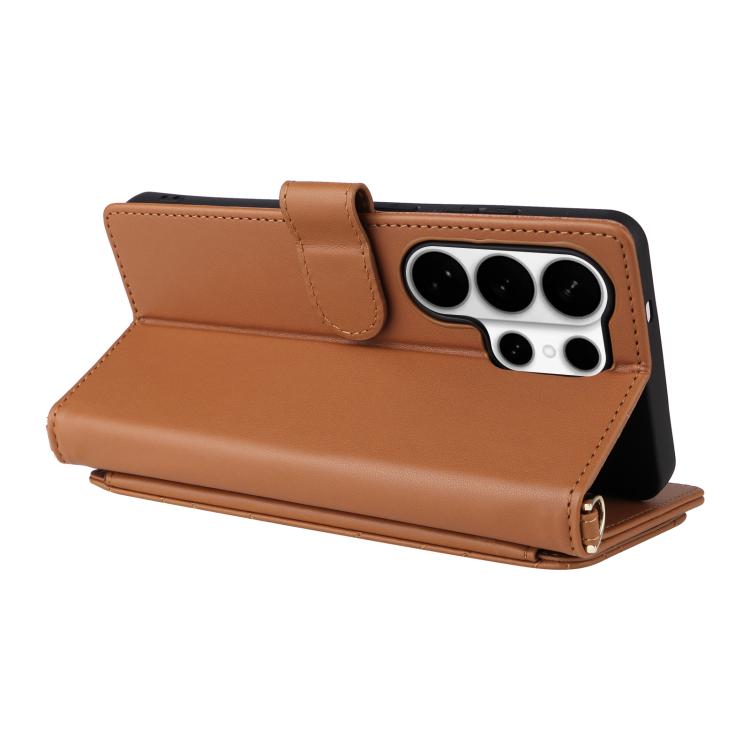 For Samsung Galaxy S26 Ultra 5G Multifunctional 6-Card Slots Leather Phone Case with Wrist Strap
