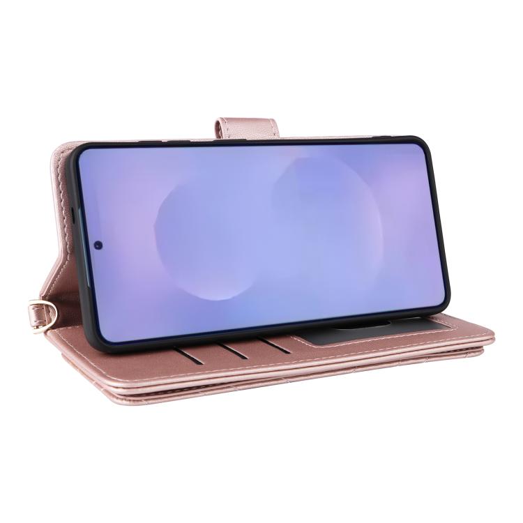 For Samsung Galaxy S26+ 5G Multifunctional 6-Card Slots Leather Phone Case with Wrist Strap
