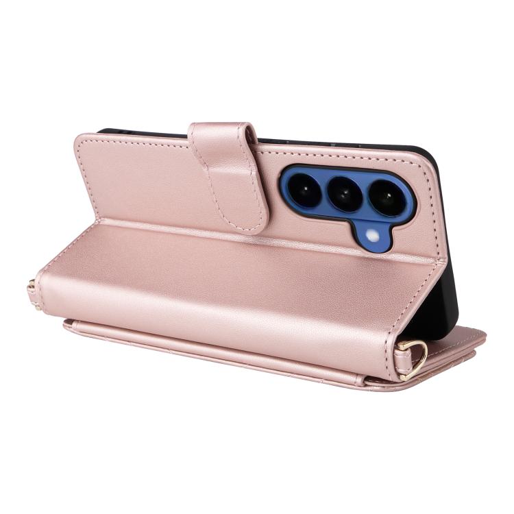 For Samsung Galaxy S26+ 5G Multifunctional 6-Card Slots Leather Phone Case with Wrist Strap