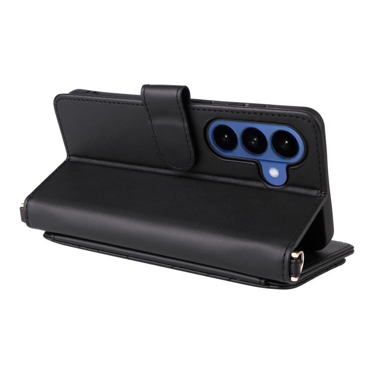 For Samsung Galaxy S26+ 5G Multifunctional 6-Card Slots Leather Phone Case with Wrist Strap