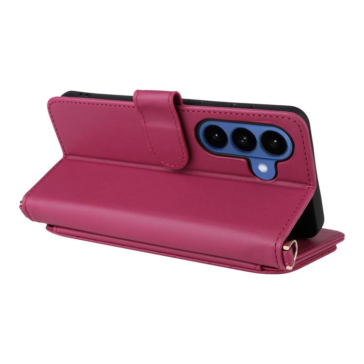 For Samsung Galaxy S26+ 5G Multifunctional 6-Card Slots Leather Phone Case with Wrist Strap