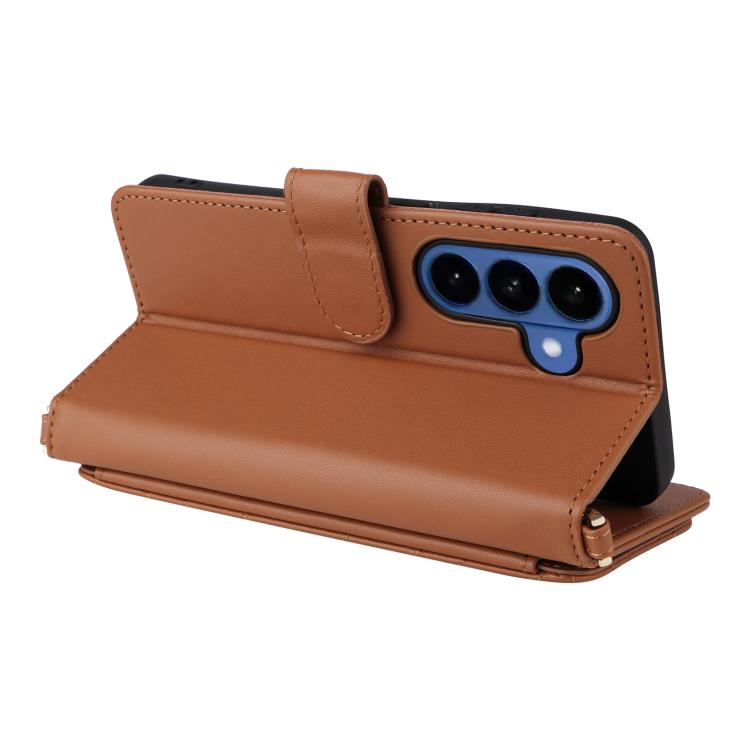 For Samsung Galaxy S26+ 5G Multifunctional 6-Card Slots Leather Phone Case with Wrist Strap