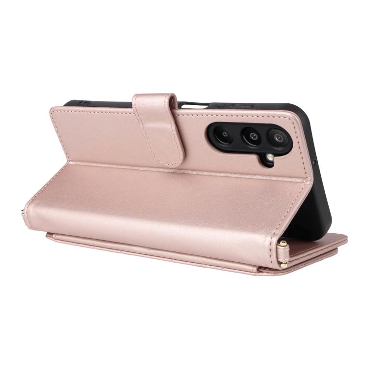 For Samsung Galaxy M16 5G / F16 5G Multifunctional 6-Card Slots Leather Phone Case with Wrist Strap