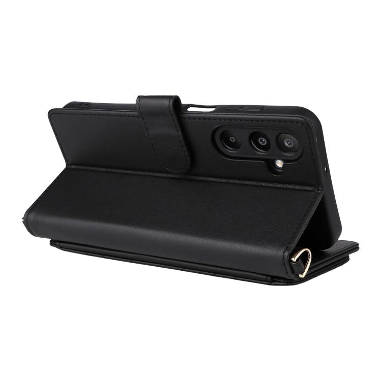For Samsung Galaxy M16 5G / F16 5G Multifunctional 6-Card Slots Leather Phone Case with Wrist Strap