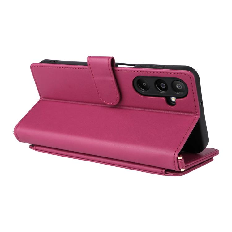 For Samsung Galaxy M16 5G / F16 5G Multifunctional 6-Card Slots Leather Phone Case with Wrist Strap