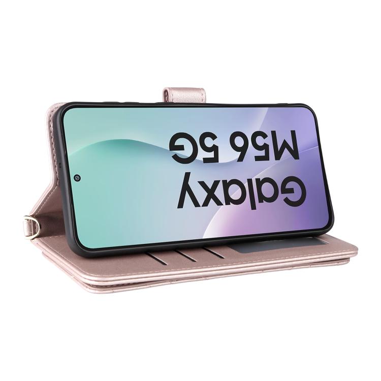 For Samsung Galaxy M56 5G Multifunctional 6-Card Slots Leather Phone Case with Wrist Strap