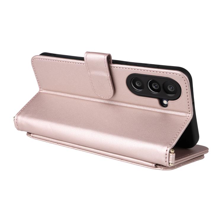 For Samsung Galaxy M56 5G Multifunctional 6-Card Slots Leather Phone Case with Wrist Strap