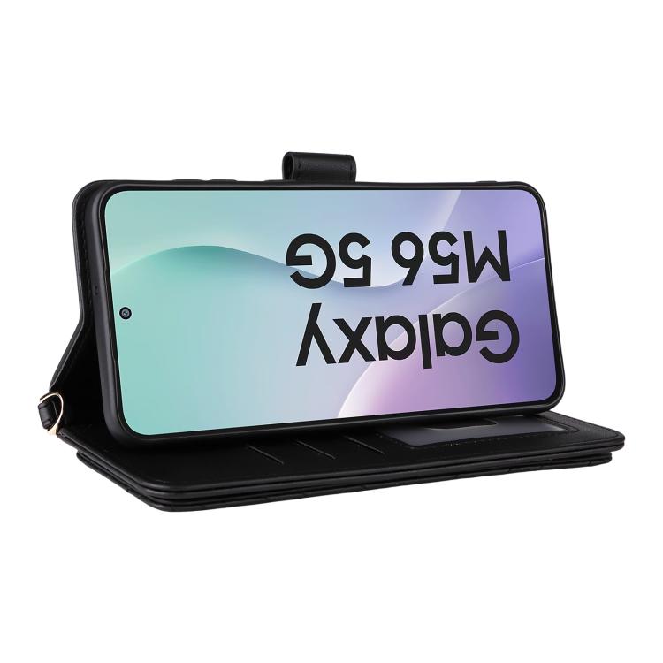 For Samsung Galaxy M56 5G Multifunctional 6-Card Slots Leather Phone Case with Wrist Strap