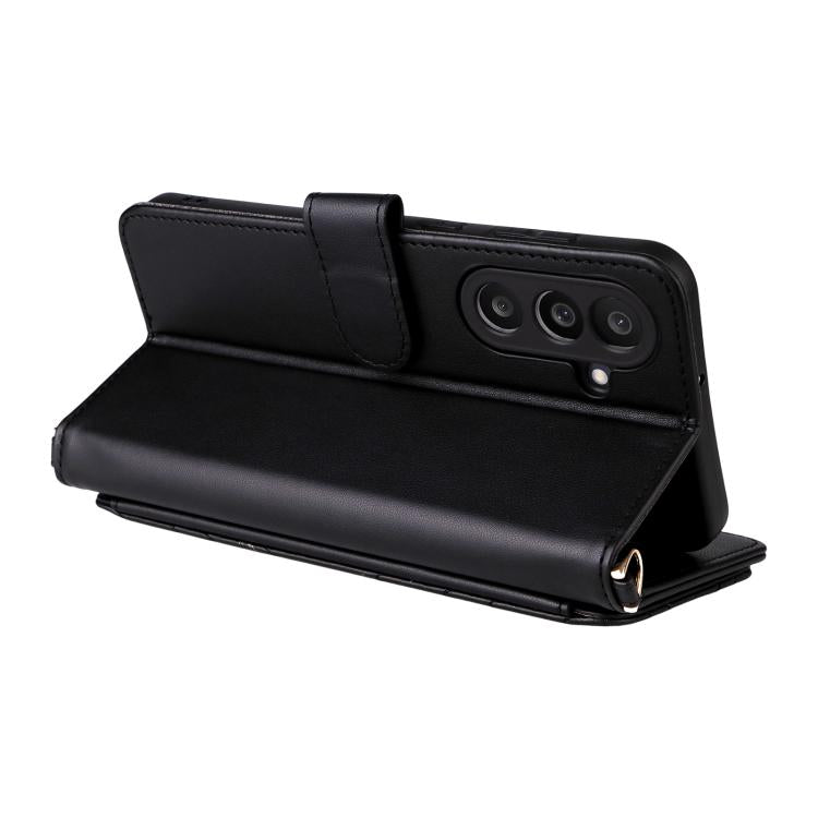 For Samsung Galaxy M56 5G Multifunctional 6-Card Slots Leather Phone Case with Wrist Strap