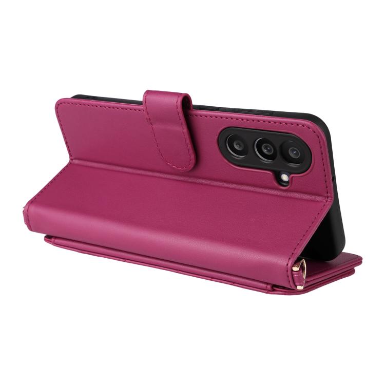 For Samsung Galaxy M56 5G Multifunctional 6-Card Slots Leather Phone Case with Wrist Strap