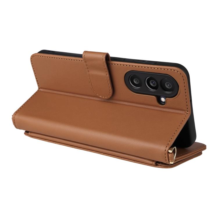 For Samsung Galaxy M56 5G Multifunctional 6-Card Slots Leather Phone Case with Wrist Strap
