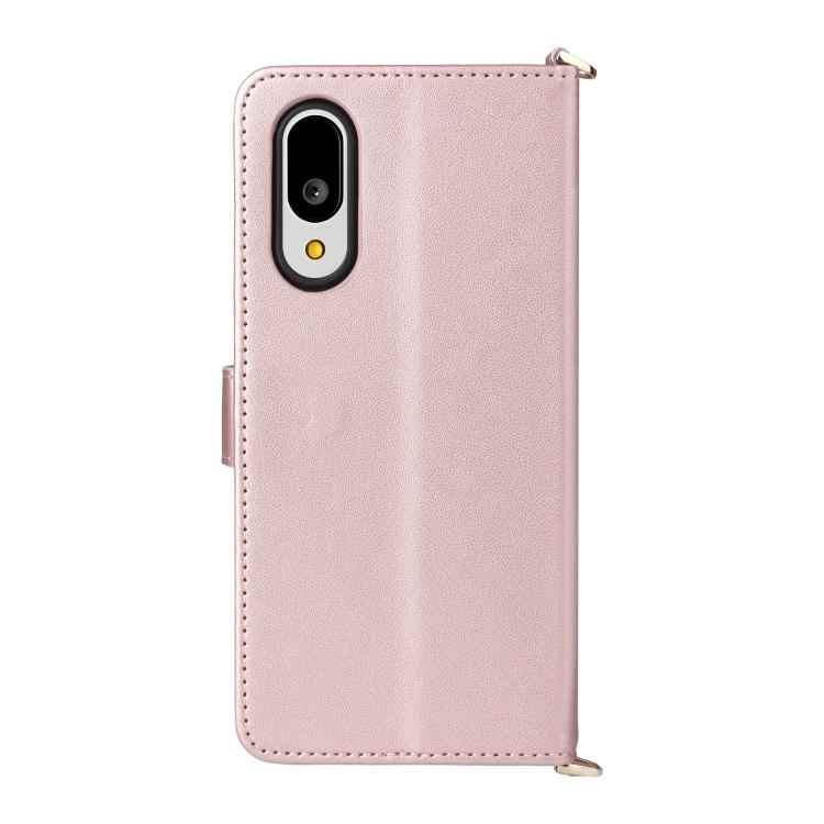 For Sharp Basio Active3 Multifunctional 6-Card Slots Leather Phone Case with Wrist Strap