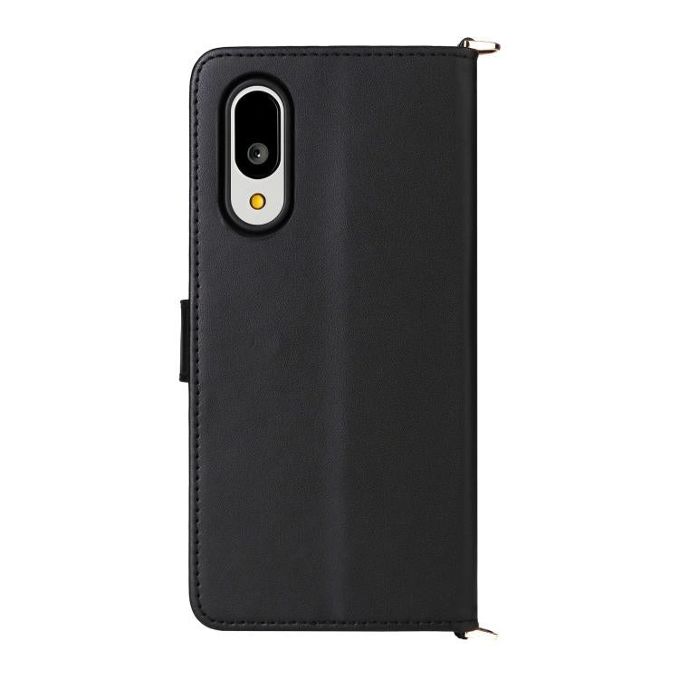For Sharp Basio Active3 Multifunctional 6-Card Slots Leather Phone Case with Wrist Strap