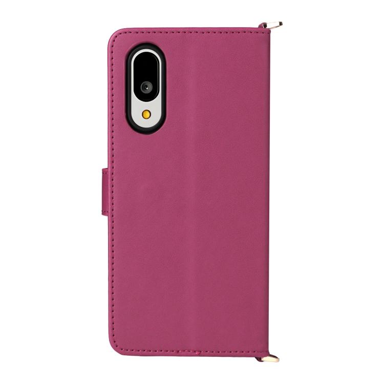 For Sharp Basio Active3 Multifunctional 6-Card Slots Leather Phone Case with Wrist Strap