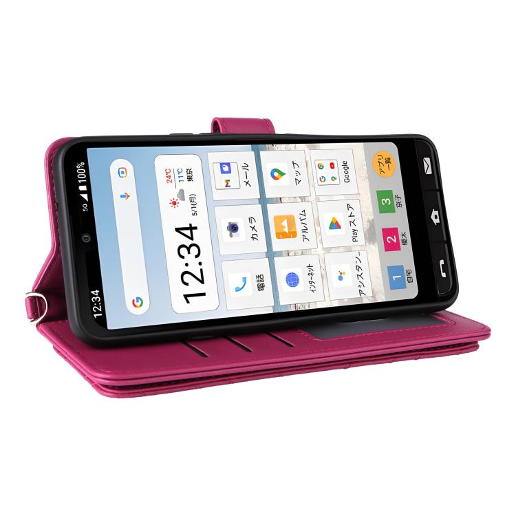 For Sharp Basio Active3 Multifunctional 6-Card Slots Leather Phone Case with Wrist Strap