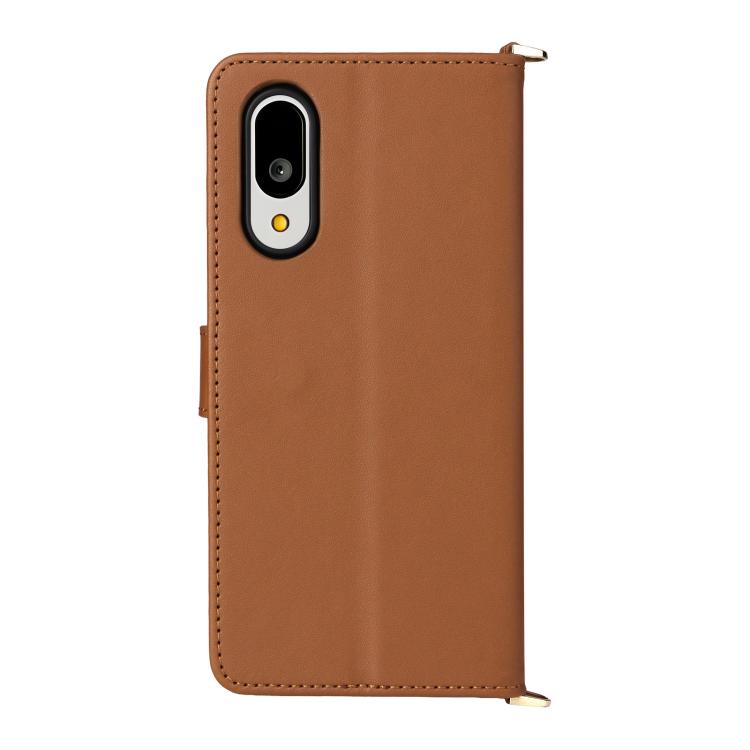 For Sharp Basio Active3 Multifunctional 6-Card Slots Leather Phone Case with Wrist Strap