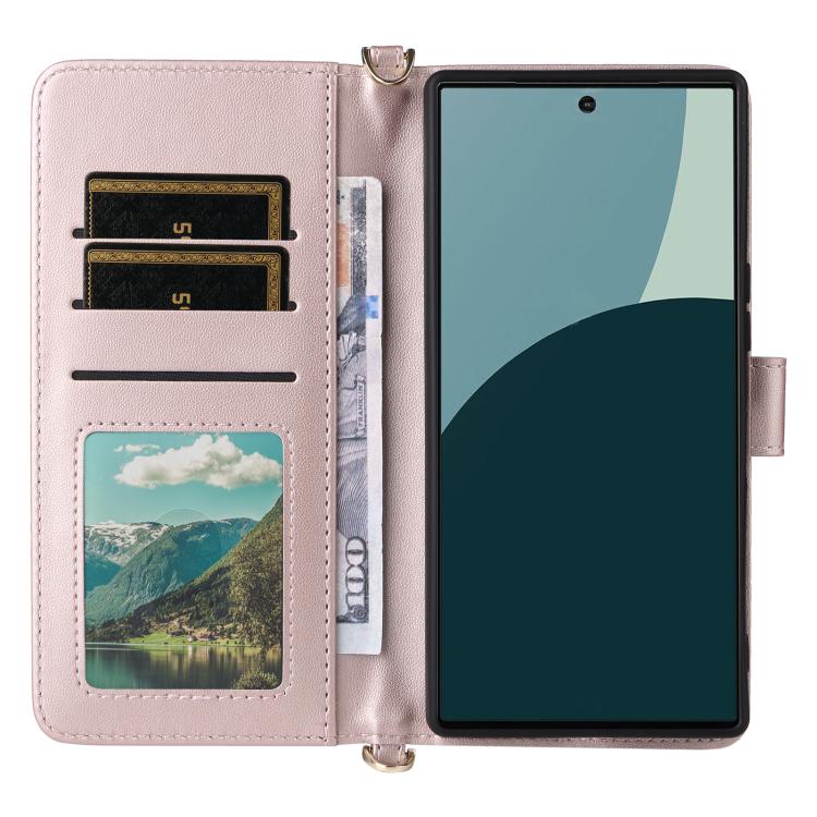 For Sharp Aquos R10 / R9 Multifunctional 6-Card Slots Leather Phone Case with Wrist Strap
