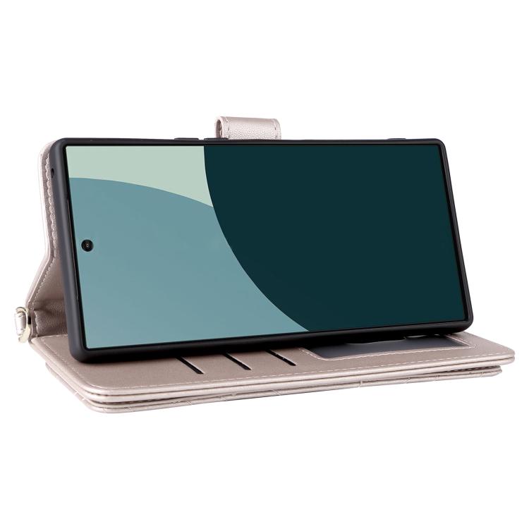For Sharp Aquos R10 / R9 Multifunctional 6-Card Slots Leather Phone Case with Wrist Strap