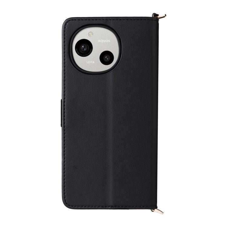 For Sharp Aquos R10 / R9 Multifunctional 6-Card Slots Leather Phone Case with Wrist Strap